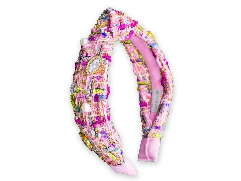 Kids Knot Headband - Embellished Rhinestone Pearl Tweed