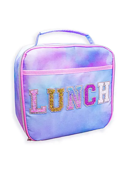 Tie Dye Glitter Varsity Letter Insulated Lunch Bag Lunchbox
