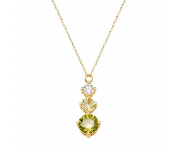 Tripe CZ Green Ombre GF Necklace