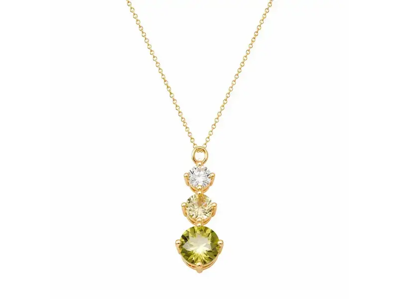 Ofina Jewelry Tripe CZ Green Ombre GF Necklace