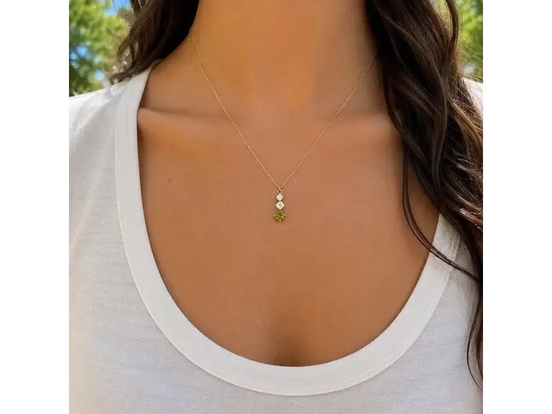 Ofina Jewelry Tripe CZ Green Ombre GF Necklace