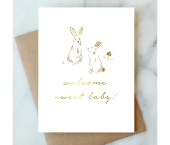 Bunnies Baby Greeting Card | New Mom Baby Card