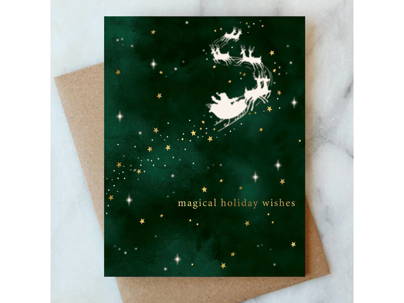 Abigail Jayne Design Santa Sleigh Holiday Greeting Card | Christmas Holiday Card