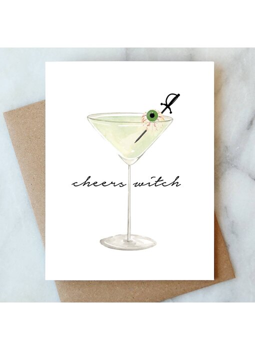 Eyeball Martini Halloween Greeting Card | Fall Holiday Card