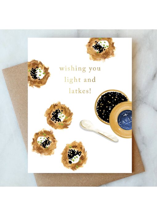 Latkes and Caviar Hanukkah Greeting Card | Holiday Card