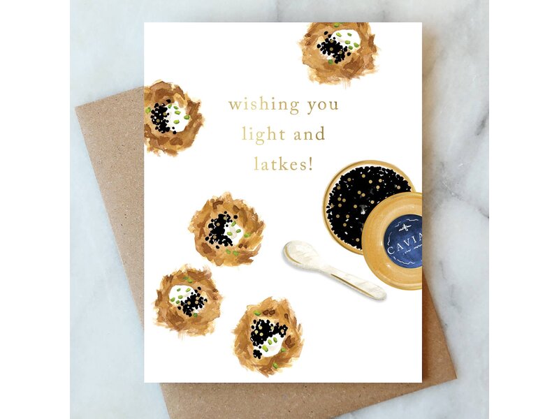 Abigail Jayne Design Latkes and Caviar Hanukkah Greeting Card | Holiday Card