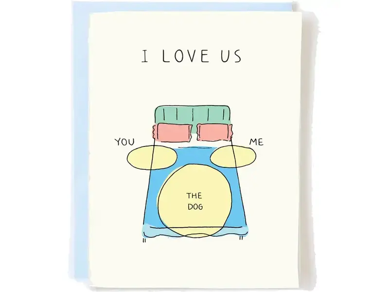 Pop + Paper Cute Pet Love Greeting Card - Dog in Bed