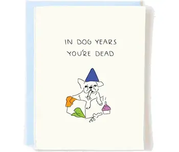 French Bulldog in Dog Years Milestone Birthday Card