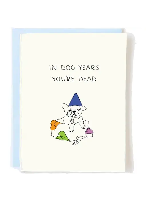 French Bulldog in Dog Years Milestone Birthday Card