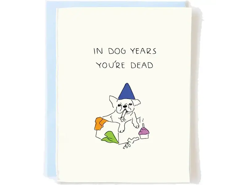 Pop + Paper French Bulldog in Dog Years Milestone Birthday Card