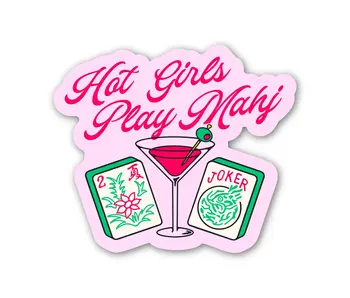 "Hot Girls Play Mahj" Mahjong Game Night Stickers
