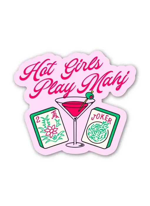 "Hot Girls Play Mahj" Mahjong Game Night Stickers