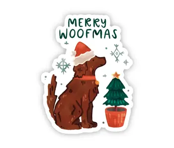 "Merry Woofmas" Cute Dog Christmas Sticker