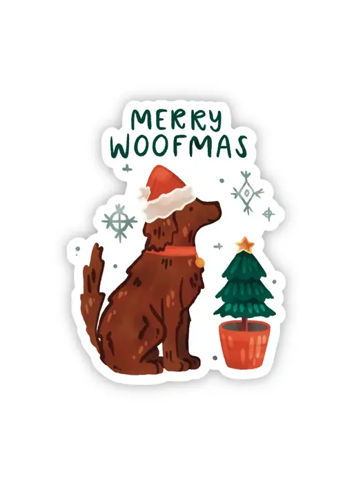 "Merry Woofmas" Cute Dog Christmas Sticker