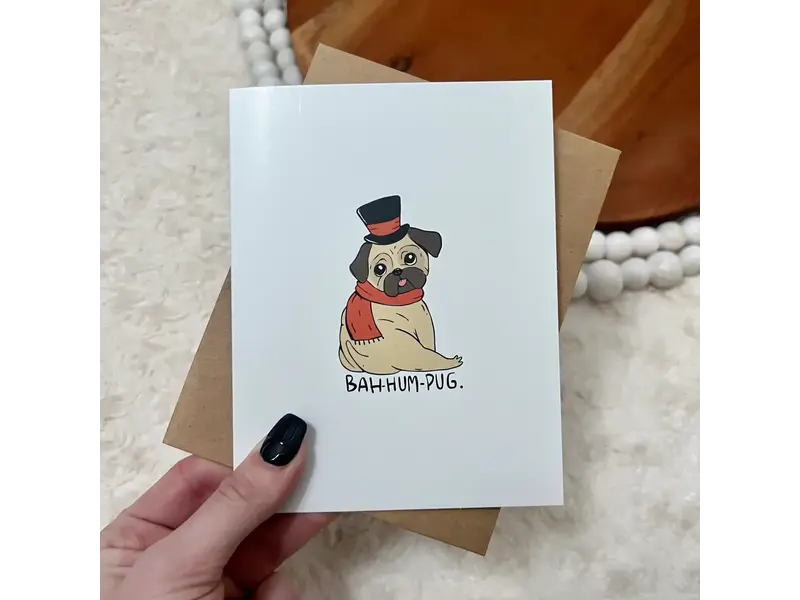Big Moods Bah Hum Pug Greeting Card