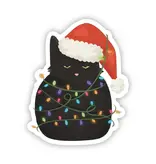 Big Moods Cat in Christmas Lights Sticker