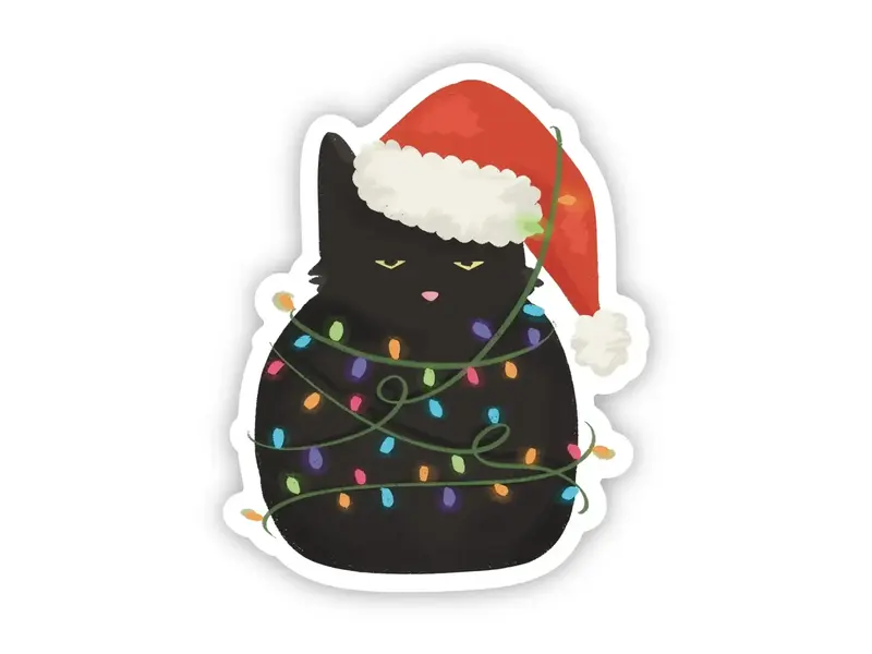 Big Moods Cat in Christmas Lights Sticker