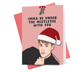 Justin Bieber Mistletoe | Christmas Greeting Card
