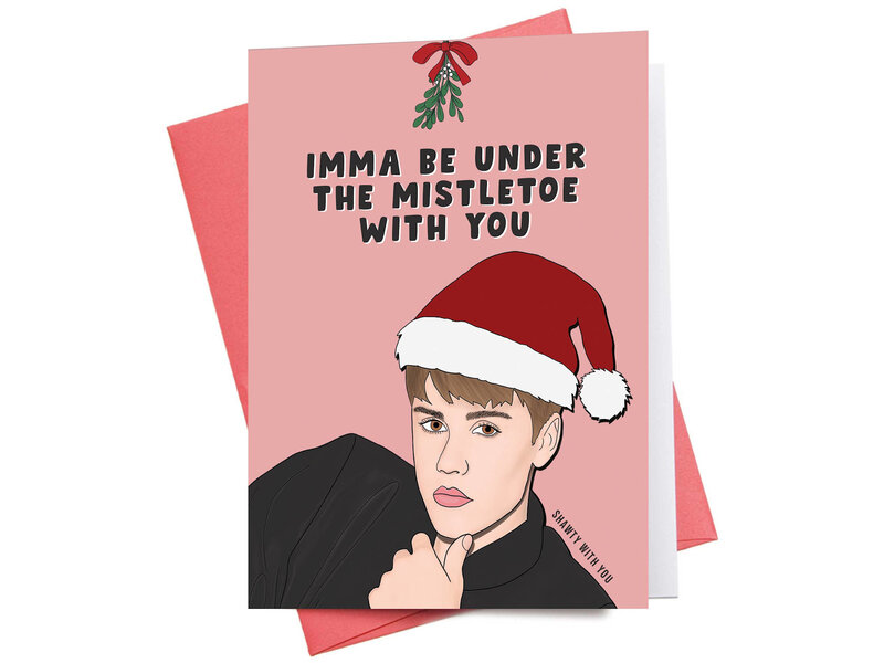 Inkwell Cards Justin Bieber Mistletoe | Christmas Greeting Card