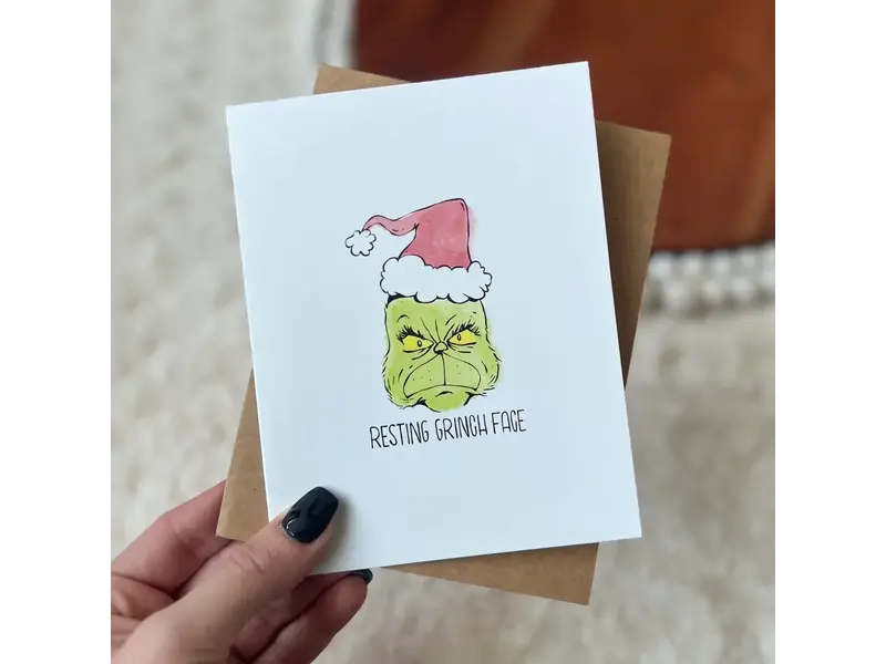 Resting Grinch Face Greeting Card