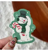 Snowman with Top Hat Vintage Christmas Sticker