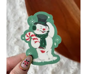 Snowman with Top Hat Vintage Christmas Sticker