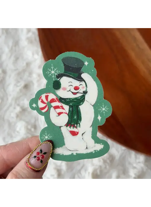 Snowman with Top Hat Vintage Christmas Sticker