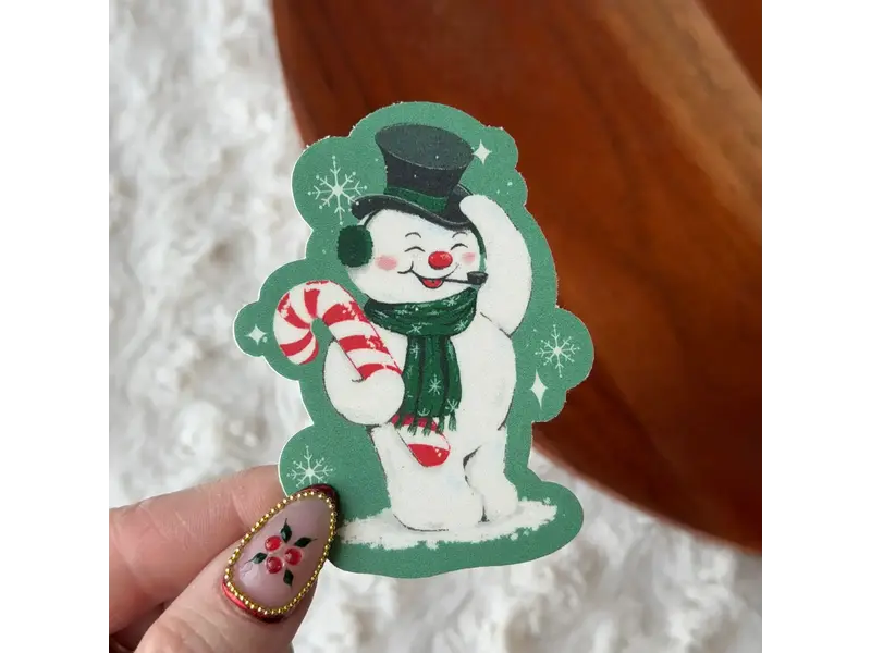 Snowman with Top Hat Vintage Christmas Sticker