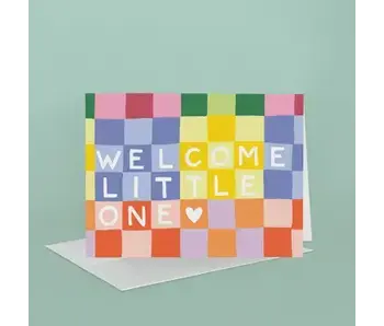 Rainbow Checks Baby Greeting Card