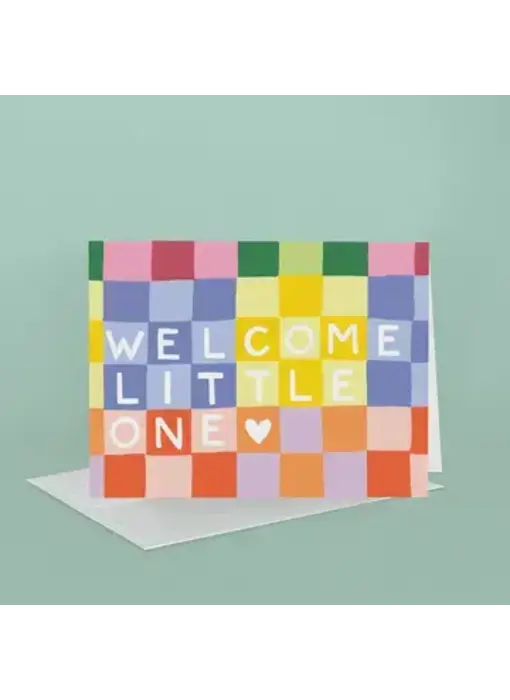Rainbow Checks Baby Greeting Card