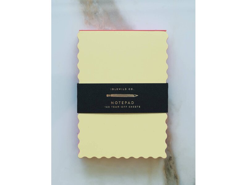 Idlewild Mini Wave Shaped Notepad | Citron + Hot Coral Edge