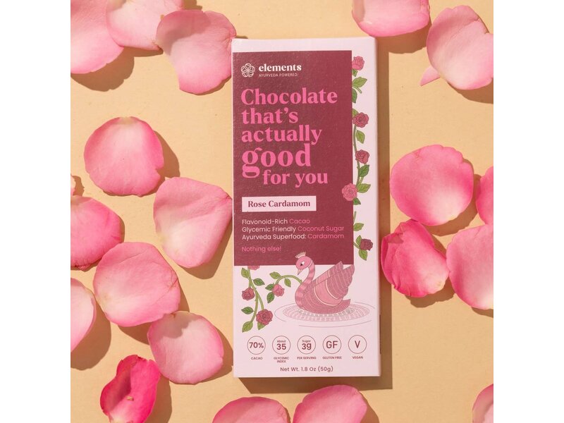 Elements Truffles Rose Cardamom Dark Chocolate Bar | Vegan Kosher
