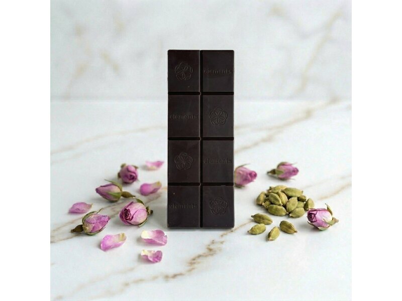 Elements Truffles Rose Cardamom Dark Chocolate Bar | Vegan Kosher