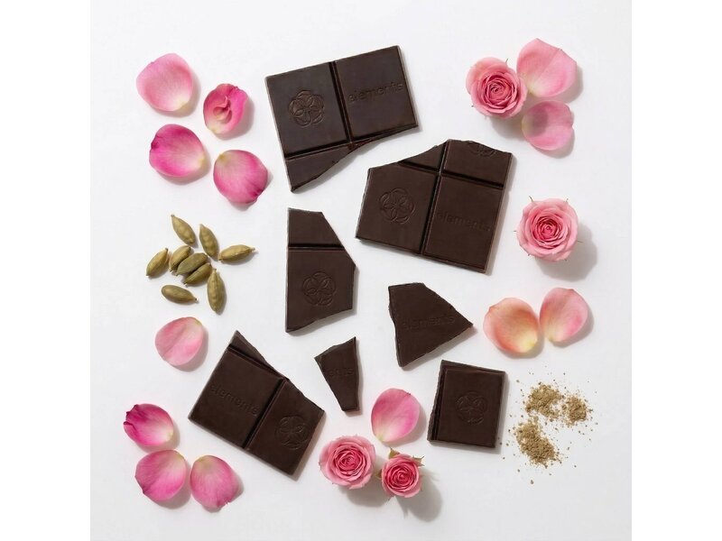 Elements Truffles Rose Cardamom Dark Chocolate Bar | Vegan Kosher