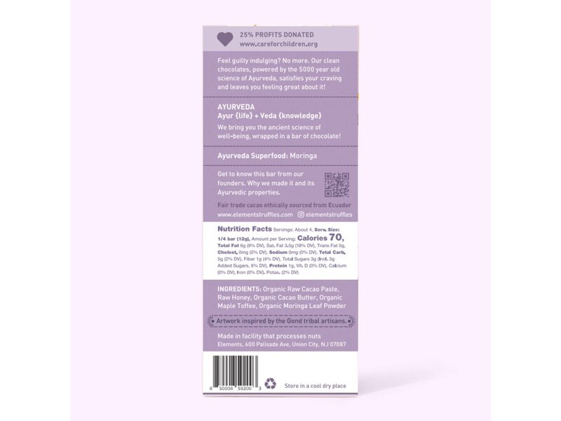 Elements Truffles Maple Toffee Dark Chocolate Bar | Vegan Organic