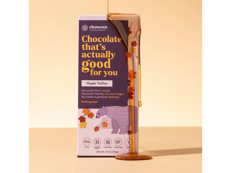 Elements Truffles Maple Toffee Dark Chocolate Bar | Vegan Organic