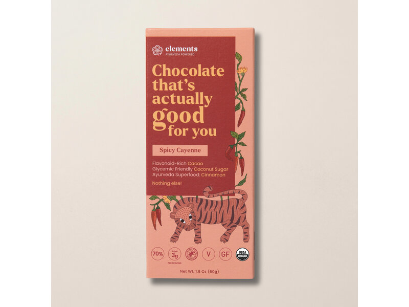 Elements Truffles Spicy Cayenne Cinnamon Dark Chocolate | Vegan Organic