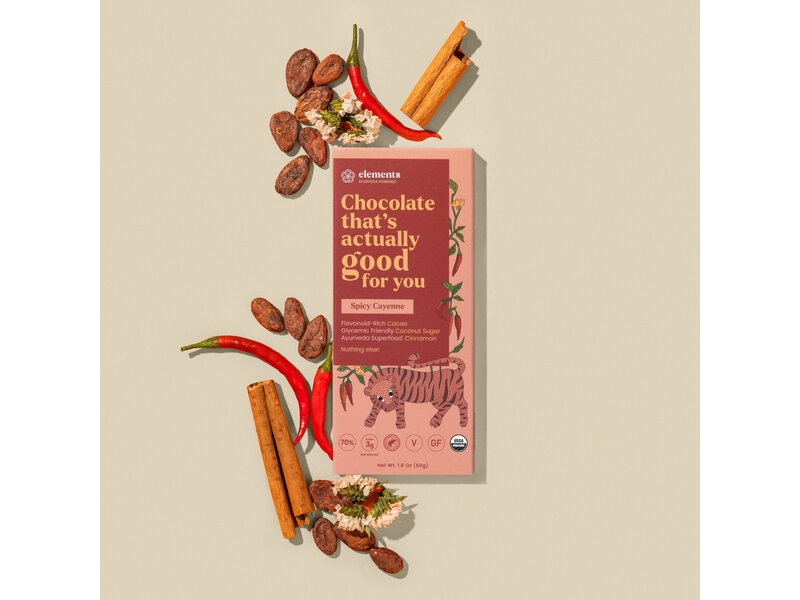 Elements Truffles Spicy Cayenne Cinnamon Dark Chocolate | Vegan Organic