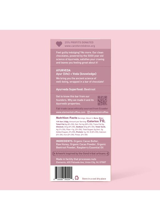 Raspberry Dark Chocolate Bar | Vegan Organic
