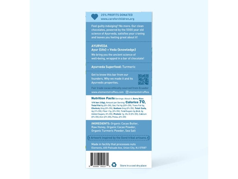 Elements Truffles Sea Salt Dark Chocolate Bar | Vegan Organic