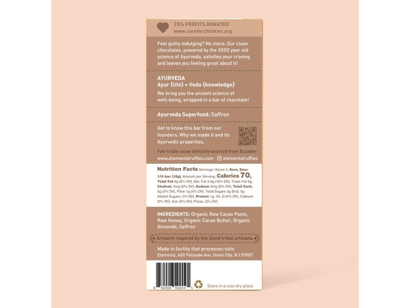 Elements Truffles Almond Crunch Dark Chocolate Bar | Vegan Organic