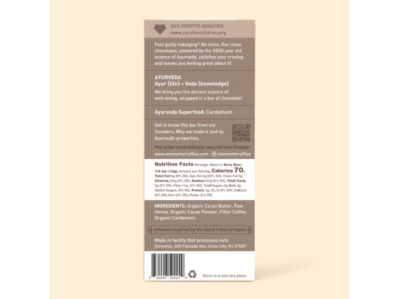 Elements Truffles Coffee Dark Chocolate Bar | Vegan Organic