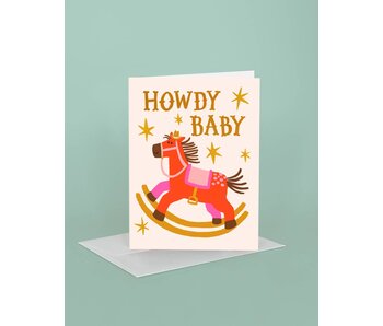 Howdy Baby Rocking Horse Baby Greeting Card