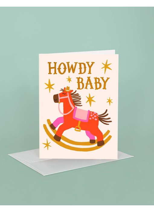 Howdy Baby Rocking Horse Baby Greeting Card