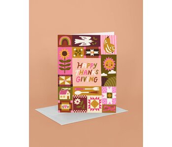 Thanksgiving Quilt Motif Thanksgiving Greeting Card