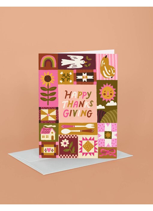 Thanksgiving Quilt Motif Thanksgiving Greeting Card