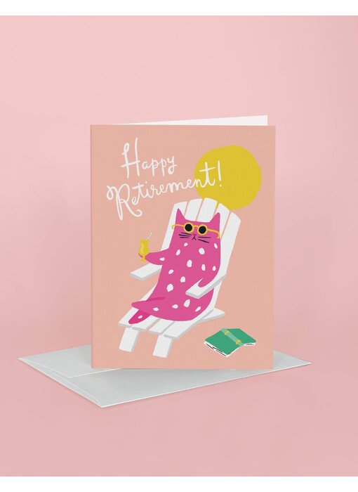 Relaxing Kitty Retirement Greeting Card