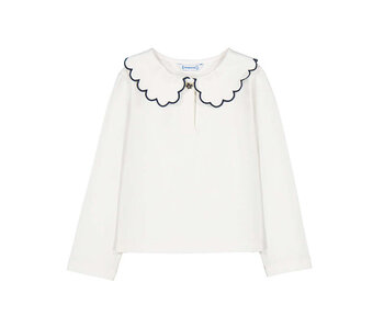 Long-sleeved Scallop neck polo
