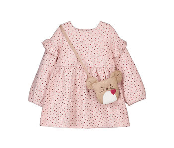 Pink polkadot dress with bag