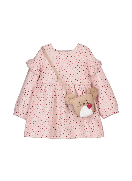 Pink polkadot dress with bag